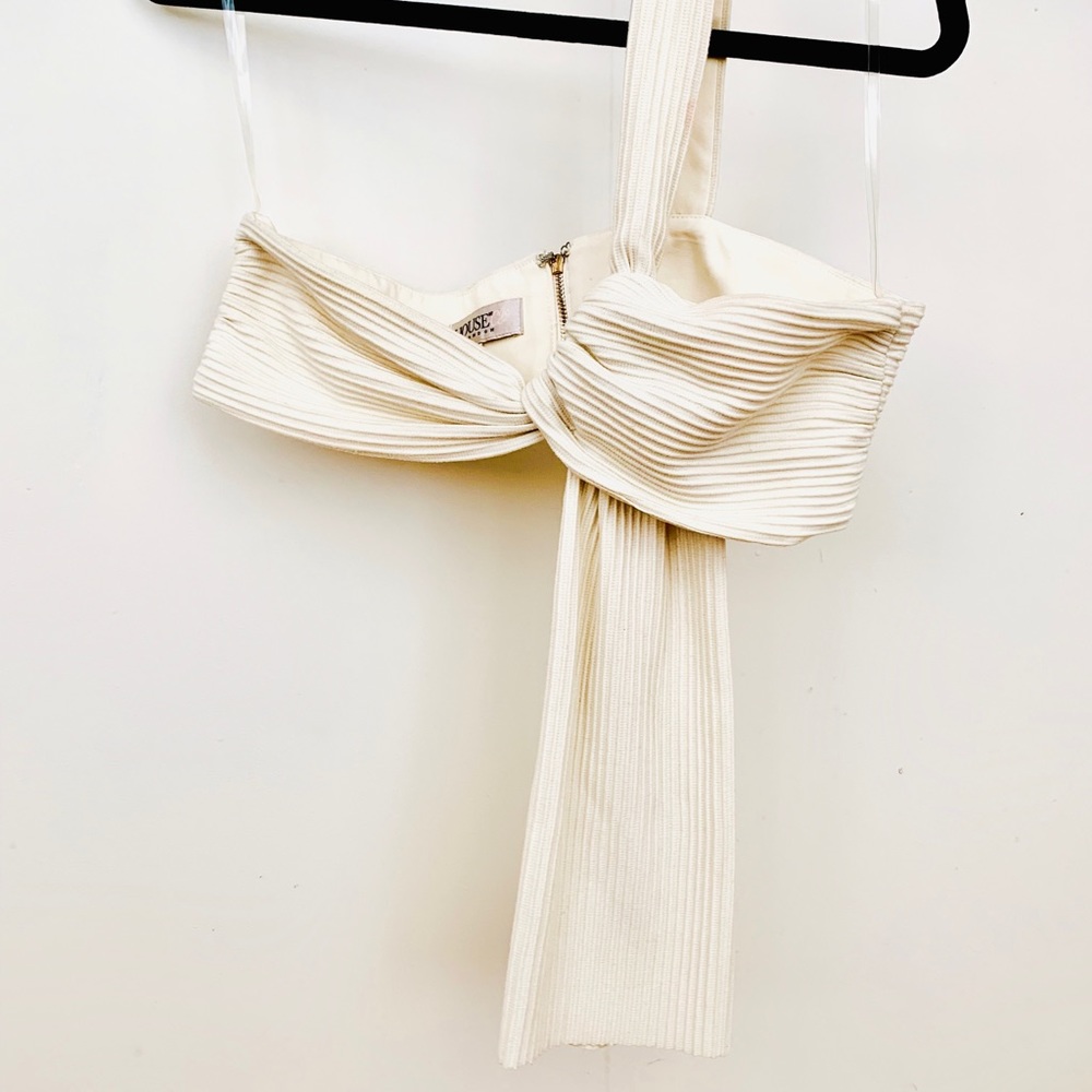 House of CB: Cream Knot Front Cropped Rib Top